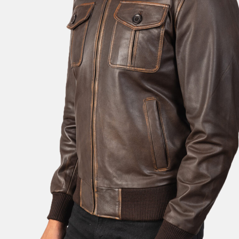 Mens Aaron Brown Leather Bomber Jacket6420-9-1568718832261